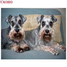 Фотографии на заказ сделать свой собственный алмаз живопись, Шнауцер головоломка собака, 5d алмазная вышивка, квадратные стразы, мозаика, вышивка крестом