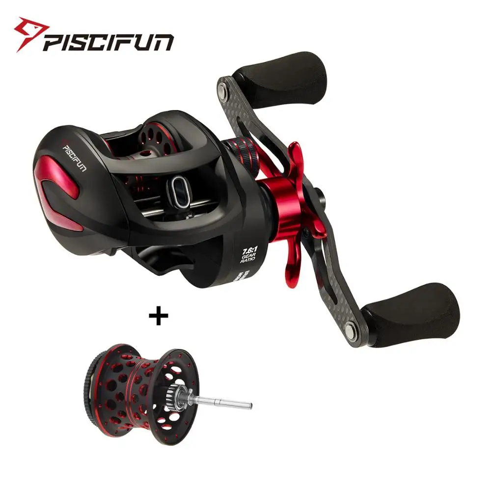 

Piscifun Phantom X Baitcasting Fishing Reel with Shallow Spool 3 Gear Ratios 8.1kg Max Drag Carbon Reel Handle Ultra Smooth