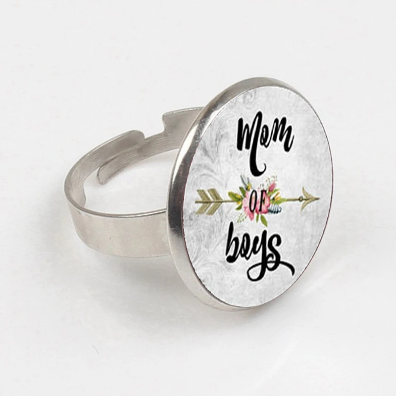 

2019 Best selling MOM OF BOYS ring, mom charm alloy glass ring, son mother, mother's love, mother's day gift.