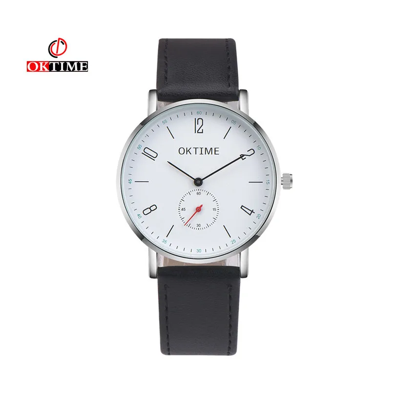 

OKTIME brand 2017 new man Fashion Casual Men 's Bussines Retro Design PU Leather Band Analog Alloy Quartz Wrist Watch #100717