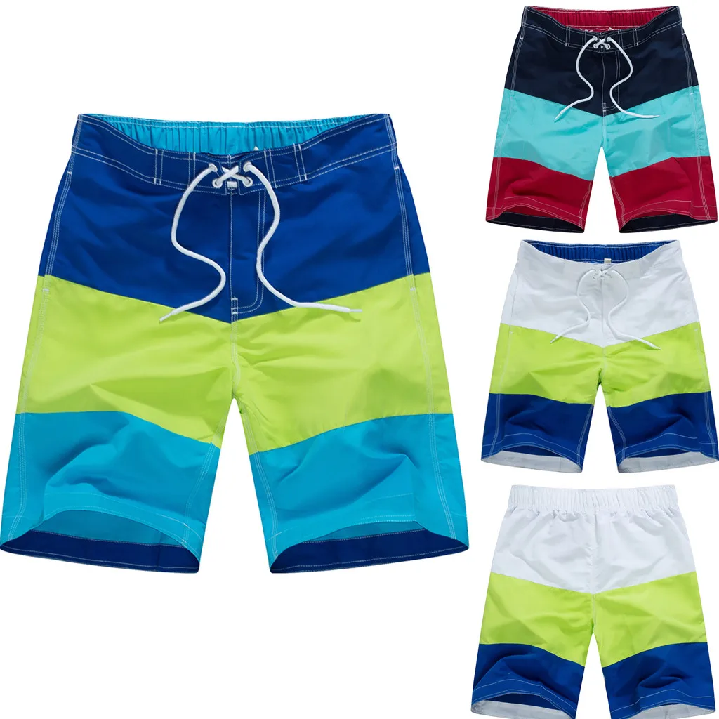 Летние мужские плавки, большие размеры, повседневные, цветные, в стиле пэчворк, пляжные, свободные, быстросохнущие шорты, брюки# TX4