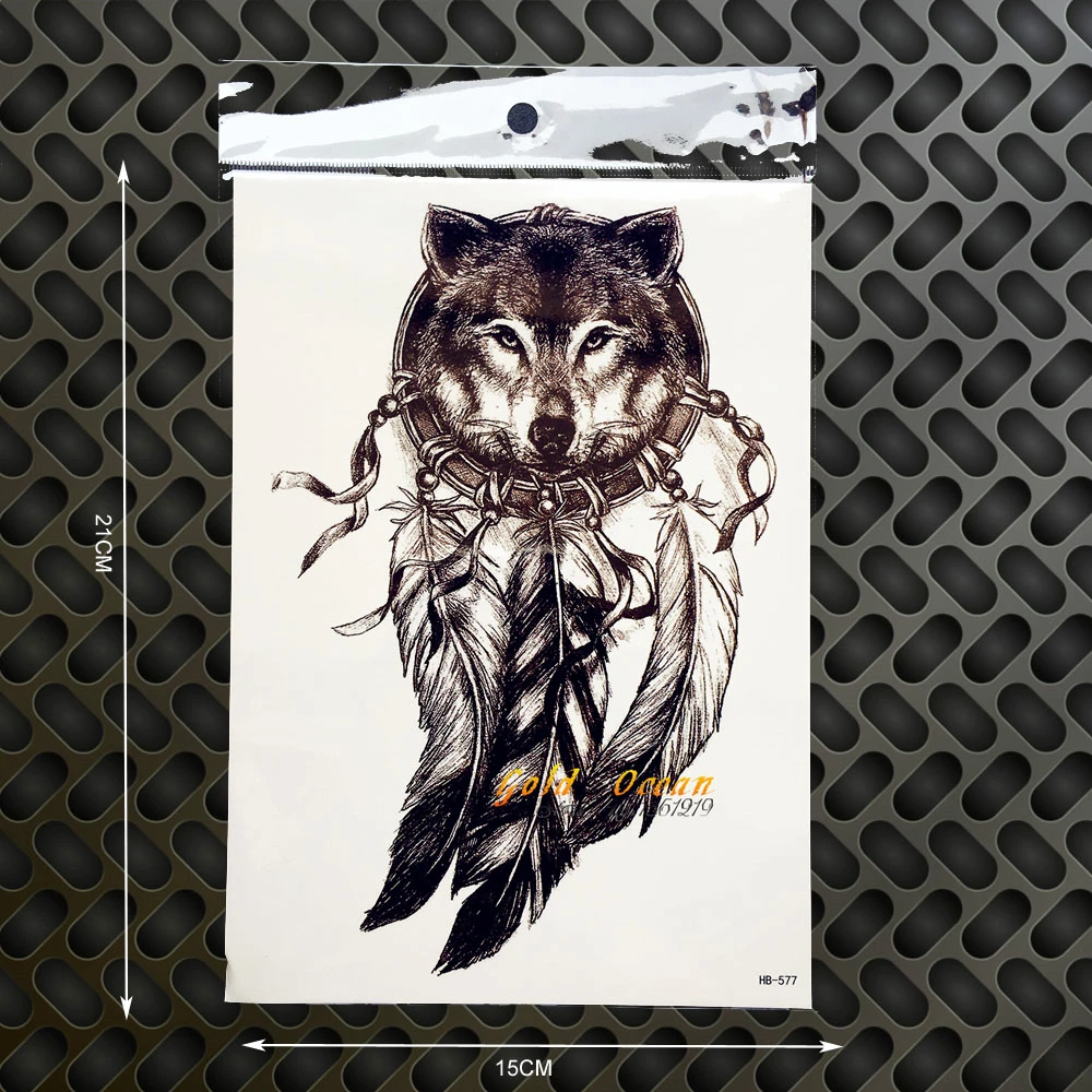 3D King Wolf Head Temporary Tattoo Dreamcatcher Designs Fake Tattoo Henna  Paste 21x15CM Women Body Art Arm Tatoo Sleeve Men|sleeve arm tattoos|tattoo  sleeves chinatattoos figure - AliExpress