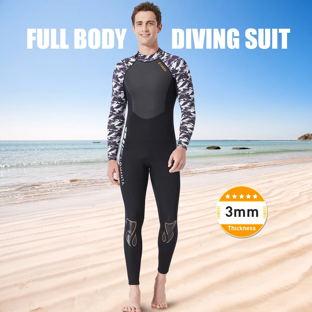 

3MM Neoprene Back Zip Wesuit for Spearfishing Scuba Diving Wesuit Men Underwater Fishing Diving Suit Winter Therma Suits Men