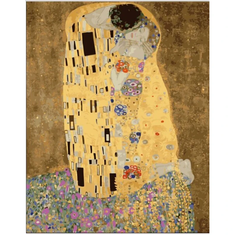 

DIY Digital Canvas Oil Painting By Numbers Coloring By Numbers Frameless Acrylic Paint By Number Kits Klimt's The Kiss