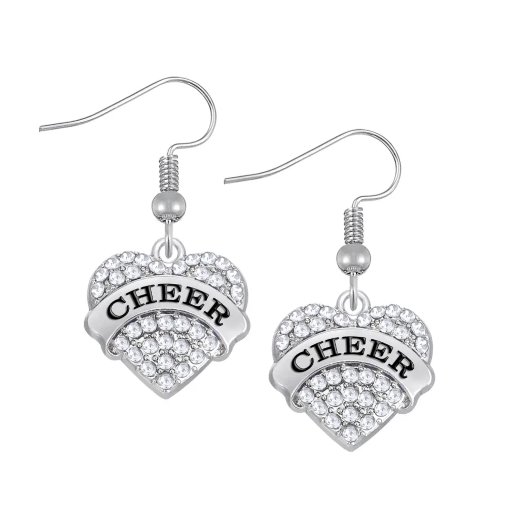 

Fishhook 1 Pairs zinc alloy rhodium plated crystal Cheer word earrings