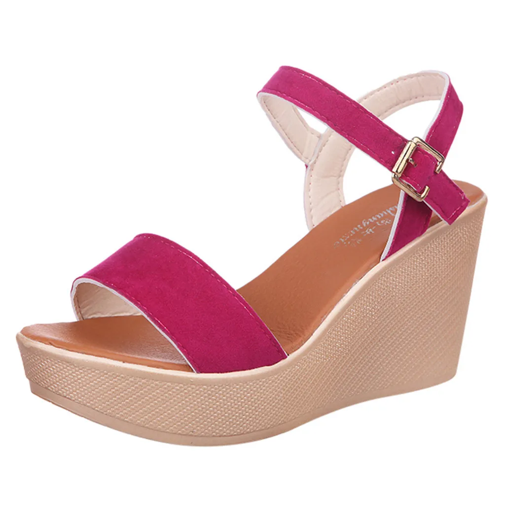 

Women Peep Toe Breathable Beach Sandals Rome Buckle Strap Casual Wedges Shoes fashion British Wind Wedge Heelfor travel Apr 9