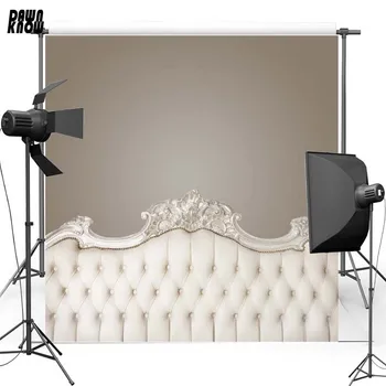 

DAWNKNOW Luxury Baroque Bed Headboard Tufted Vinyl Photography Background For Wedding Polyester Backdrops For Photo Studio F2523