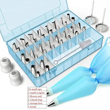 

48PCS Stainless Steel Pastry Nozzle Set Coupler Icing Piping Cream Pastry Bag DIY Cake Decorating Tips Tool Dessert Decorators