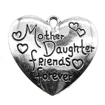

3Pcs Charm Mother Daughter Friends For Ever Mother Daughter Pendant Charms Antique Silver Color Friends For Ever Charms 30x28mm