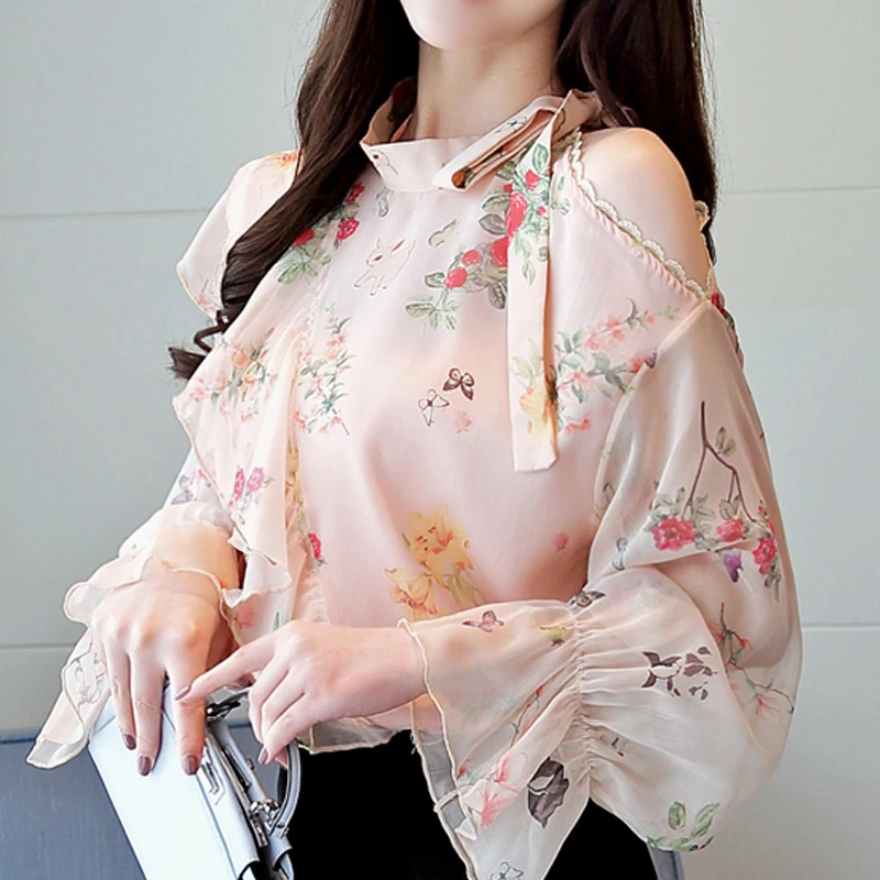Женские топы блузки blusas mujer de moda 2019 женские рубашки шифоновая блуза с бантом и