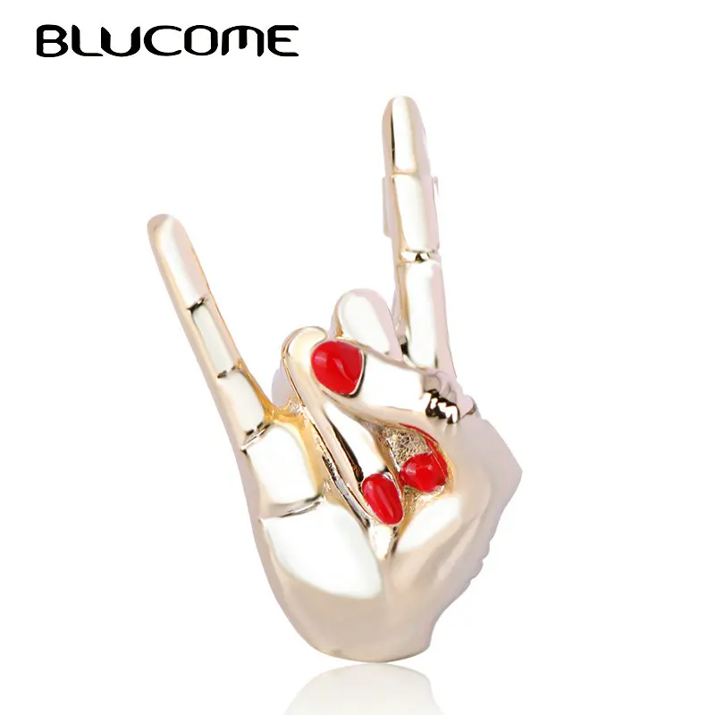

Blucome Exquisite Hand Shape Pins Alloy Brooches Women Girls Gathering Holiday Decoration Jewelry Coat Collar Accessories Gifts