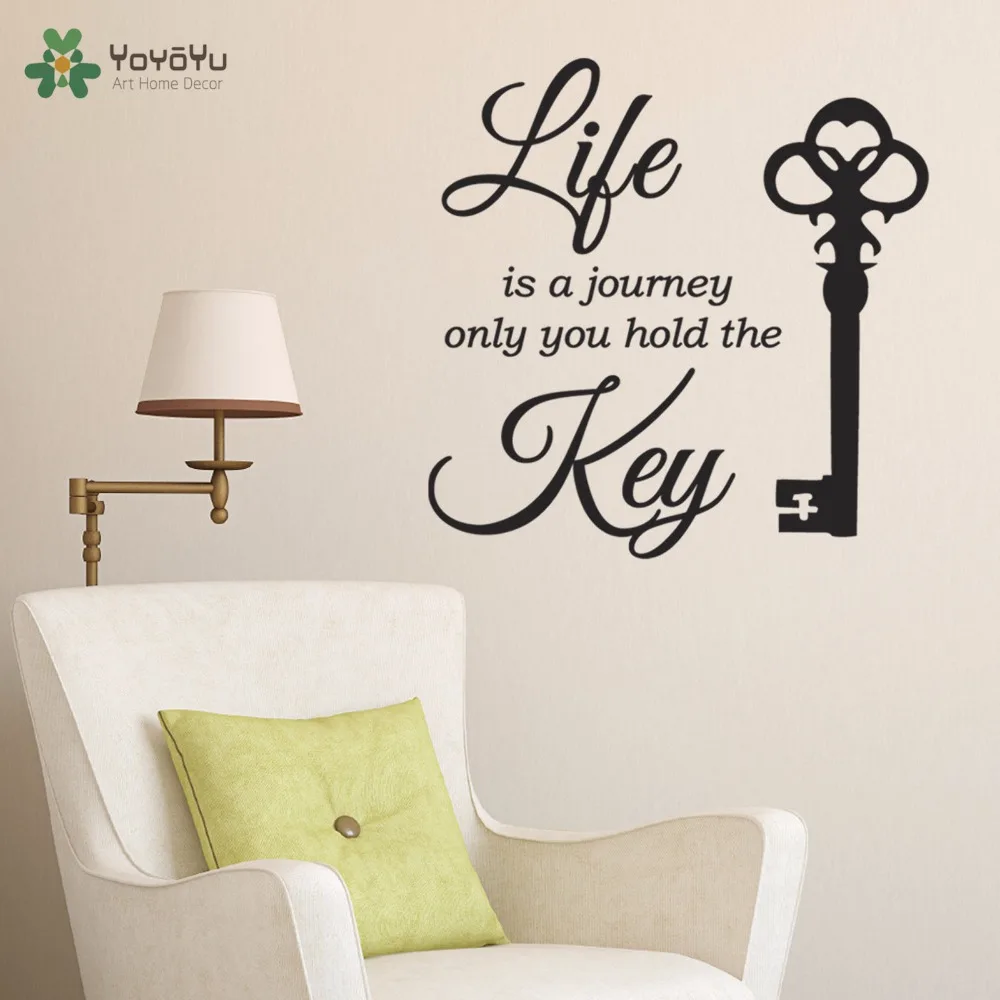 

YOYOYU Wall Decal Quotes Life Is A Journey Vinyl Wall Sticker Key Pattern Modern Livingroom Interior Removable Home Decor SY940