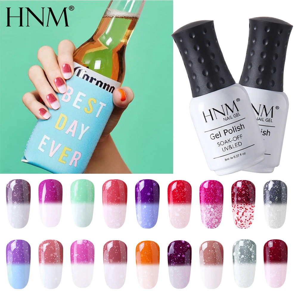 

HNM 8ml Snowy Temperature Color Nail Gel Varnish Thermal Soak Off UV Gel Nail Polish Lacquer Semi Permanent Hybrid Lucky Gel Lak