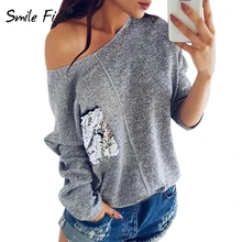 Трикотажная Женская толстовка с вырезом лодочкой, пуловер с блестками, вязаный теплый зимний джемпер размера плюс, Женская толстовка с карманом, осенний Топ GV072