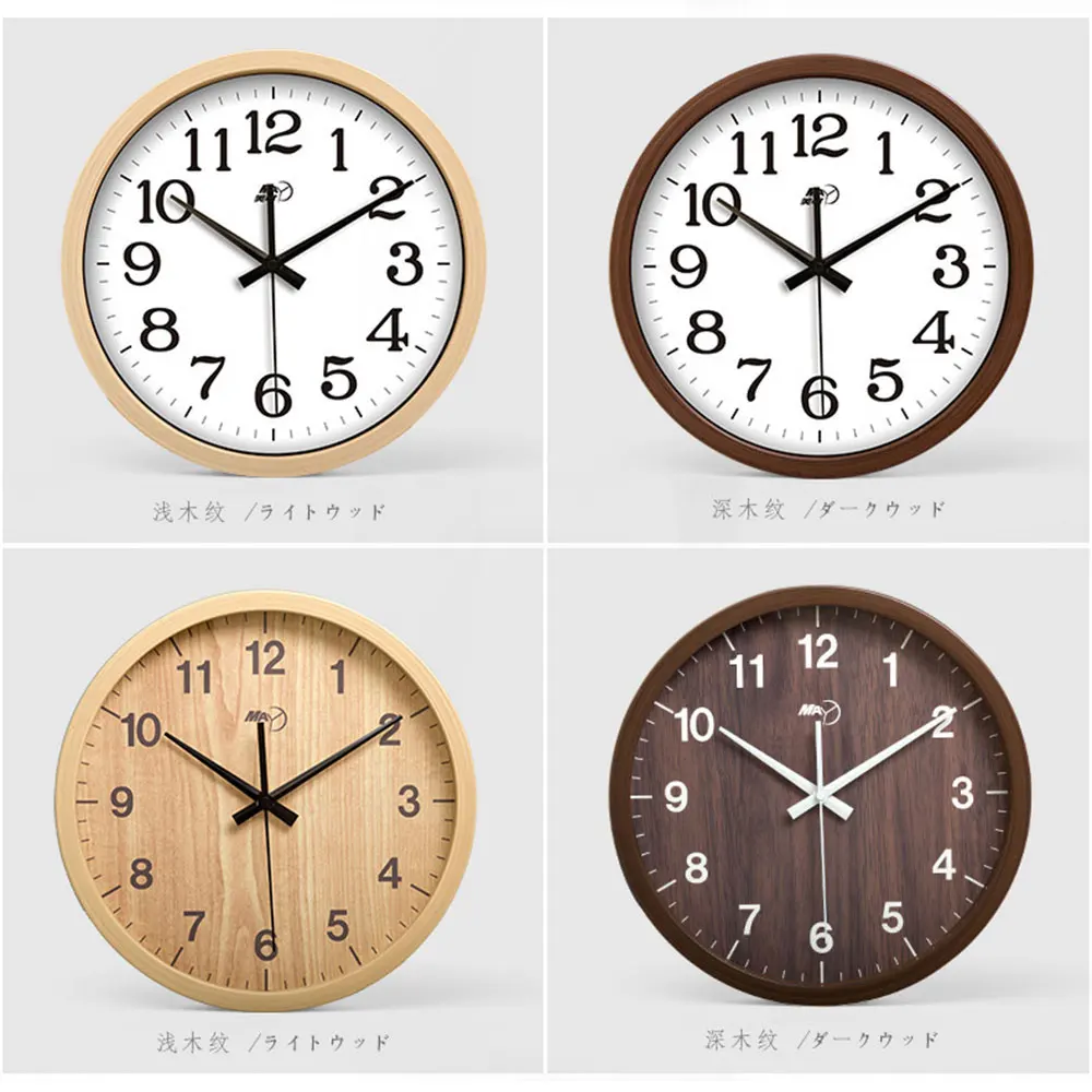 

New Wall Clock 12 inch Creative Digital Clock Round Wooden Decorative Clock Big Home Christmas Home Decoration Accessories