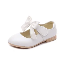Hot Spring Bowknot Big Girls Shoes With Rose Flower Fashion Princess Slip-on Children Flat Shoes for Girls Shoes Size 26-36