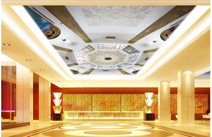 3d обои в европейском стиле рельефные потолочные френки для гостиной|ceiling murals