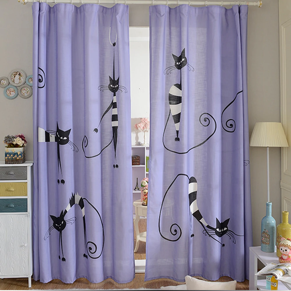 Cute Cat Halloween Kids Gift 3D Window Curtain for Living Room Home