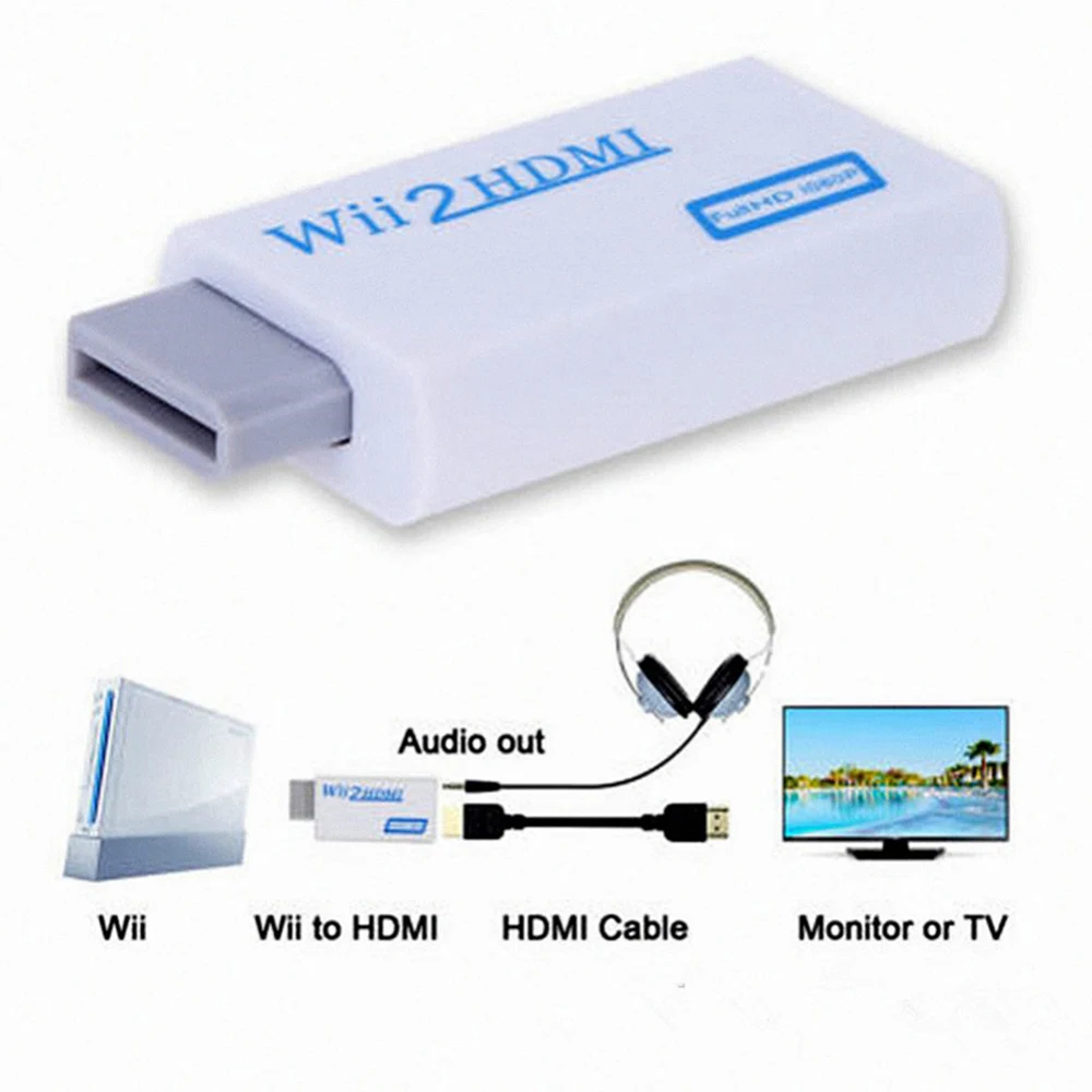 WII al convertitore di HDMI supporta full HD 720 P 1080 P 3.5mm audio e la sincronizzazione video W