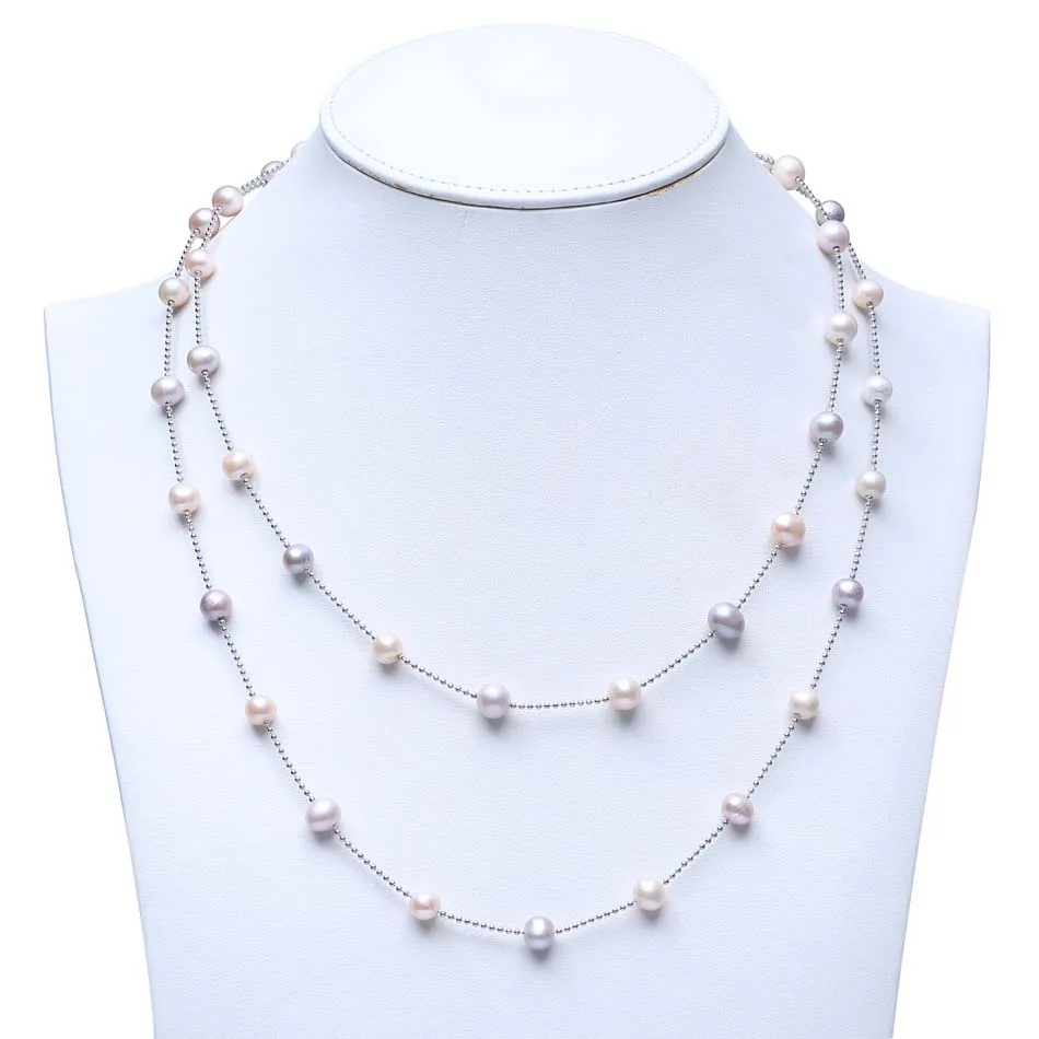 Boho potato real pearl bead necklace chain and link necklace jewellery women long necklace chain for party