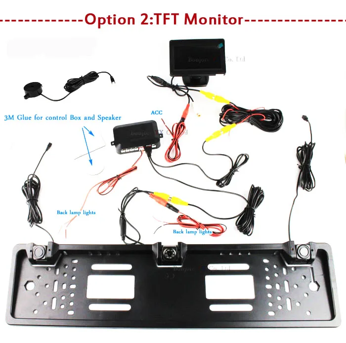 Koorinwoo Авто 4,3 дюймов монитор зеркало сигнализация парктроник ЕС Европейский автомобиль номерной знак рамка заднего вида камера парковочные датчики