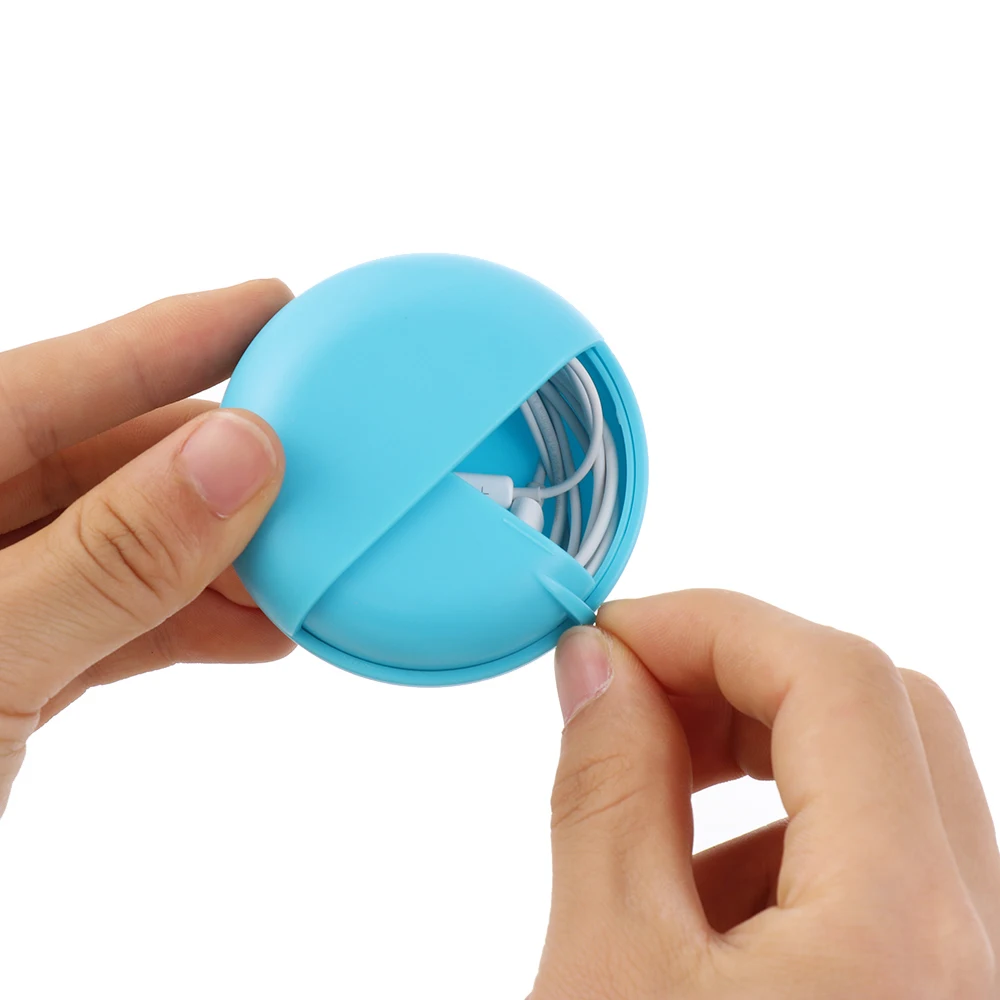 

Multi-function Jewelry Protective Wire Cable Organizer Round Shaped All In Order Earphone Case Rotating Storage Data Line Box