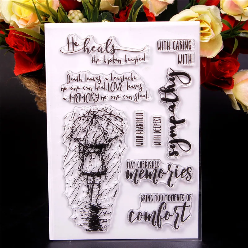 

Raining umbrella Transparent Clear Stamps for DIY Scrapbooking/Card Making/Kids Christmas Fun Decoration Supplies