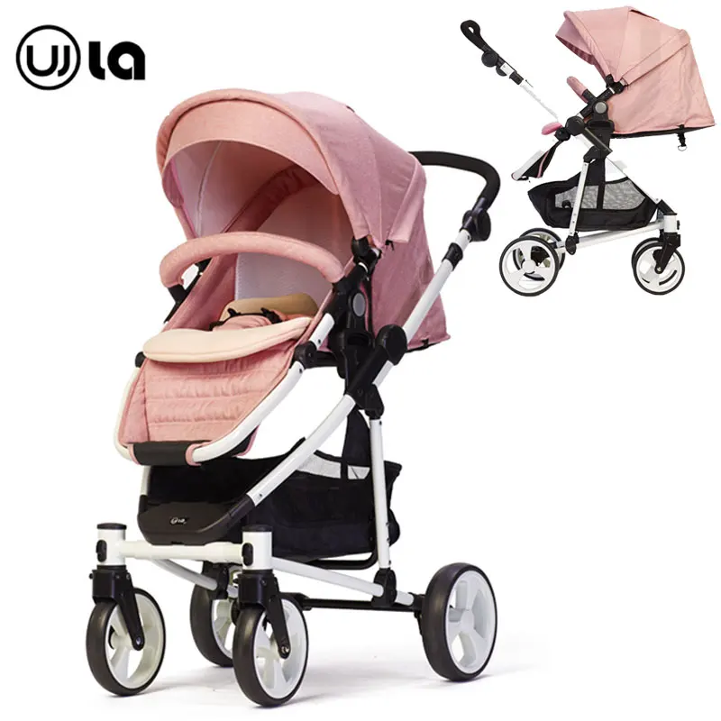 Bi-directional Push Handle High Landscape Baby Stroller Four Wheels Can Sit Lie Flat One Second Folding Luxury Joggy Stroller