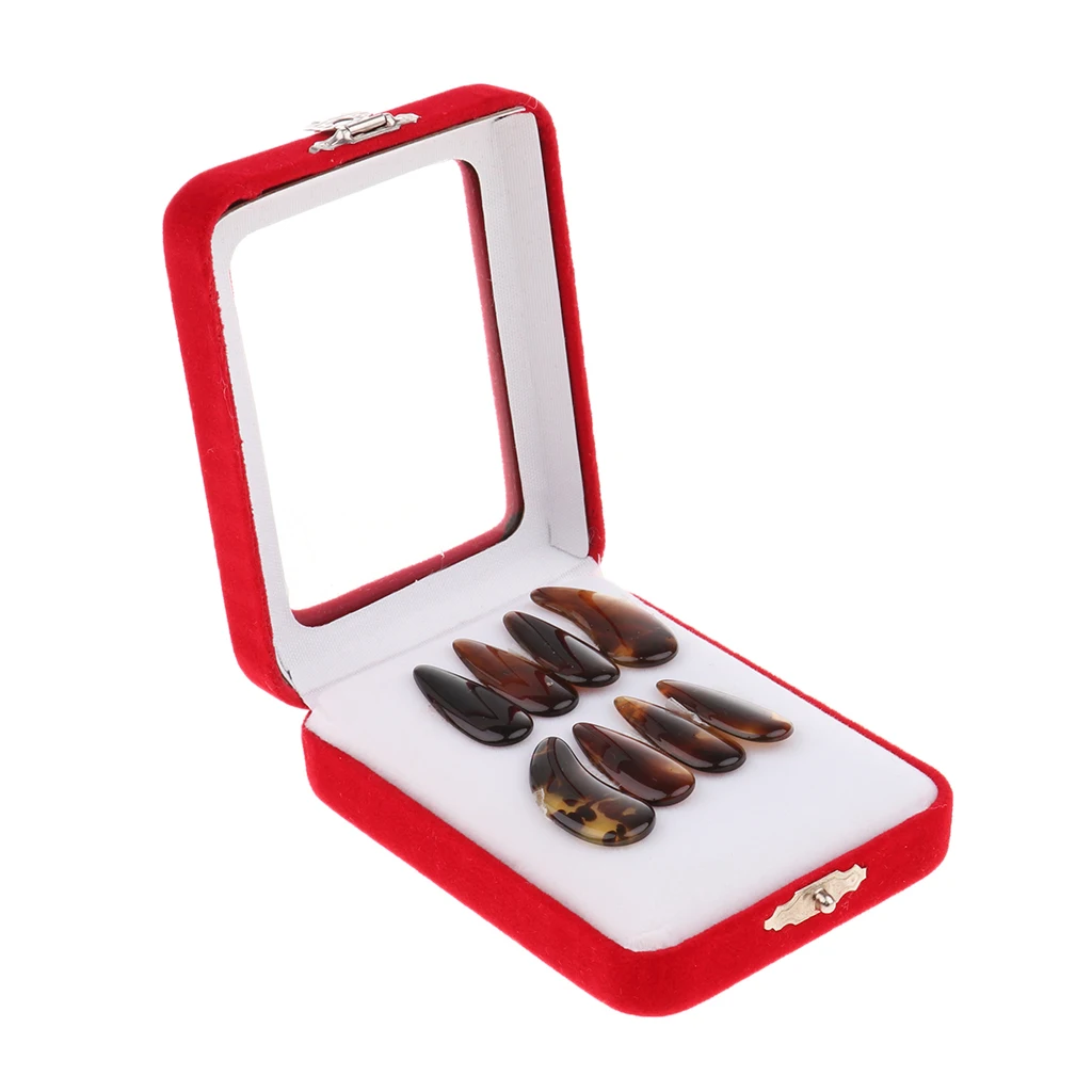2 Pack Guzheng Nail Chinese Zither Koto Finger Picks with Carry Case for Children Adults Playing
