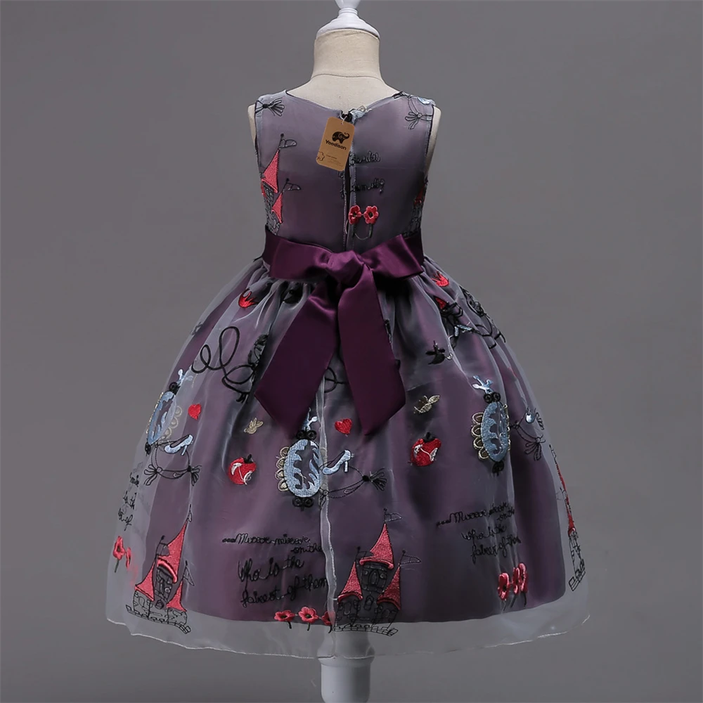 Yeedison Cartoon Print Girls Dress 2018 New Cute Kids Party Dance Dresses For Girls Princess Ball Gown Bow Children Girl Costume (7)