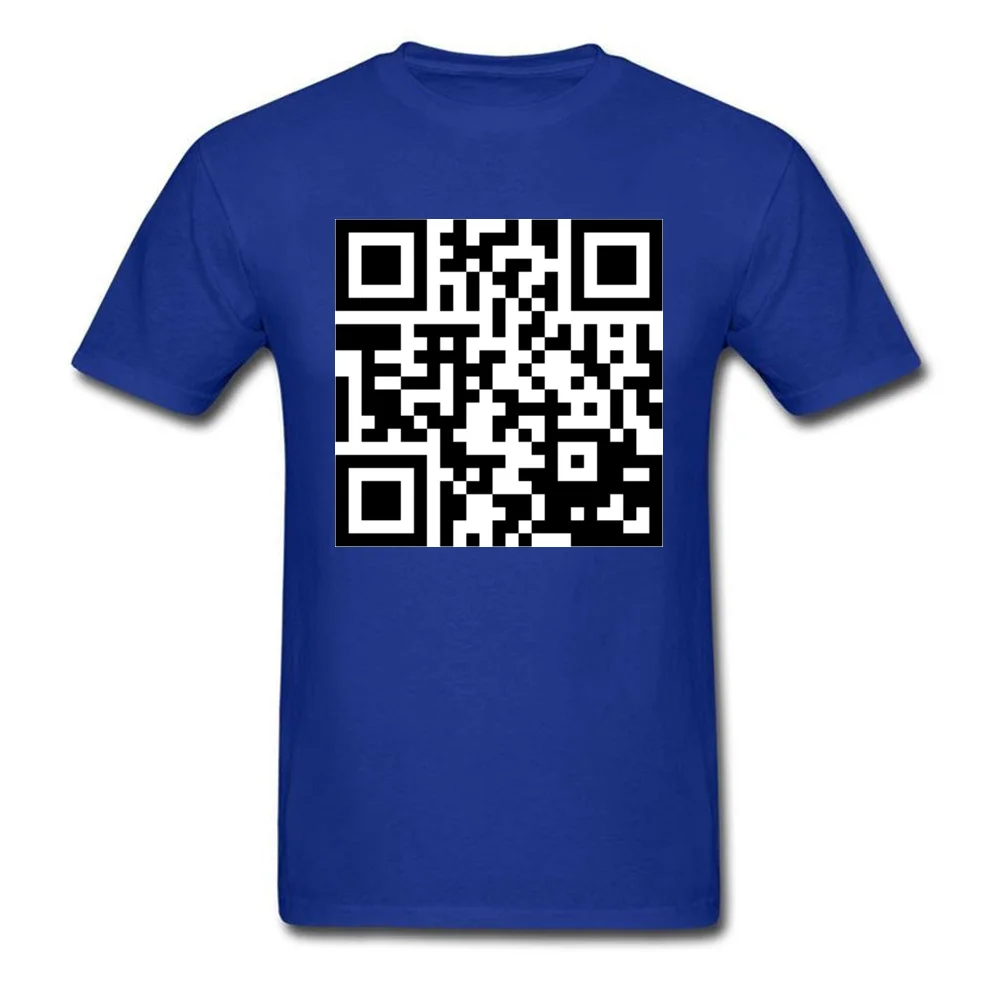 QR Code Top T-shirts Casual Short Sleeve Fashionable Crewneck 100% Cotton Tops Shirt Street Clothing Shirt for Boys Summer Fall QR Code blue