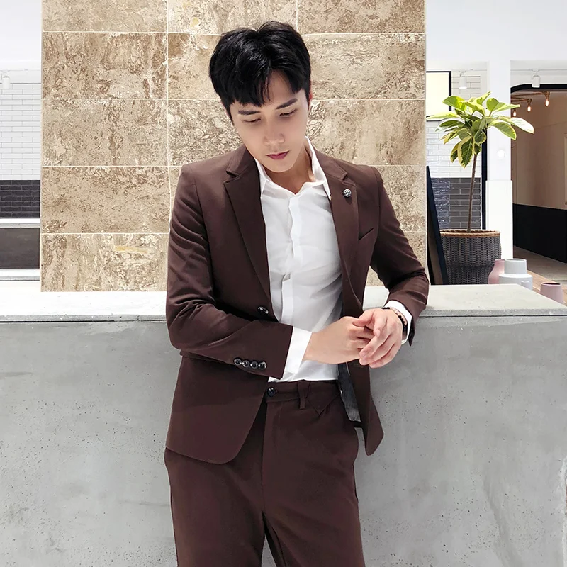 Automne Tenue Nouveau Hommes Pièce Mariage Deux Tendance