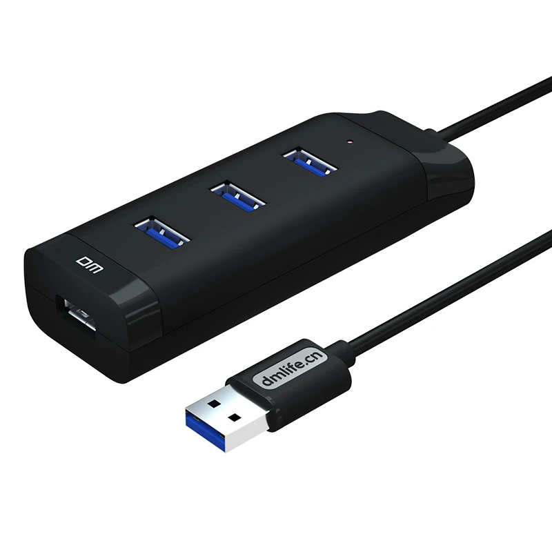 Высокоскоростной 4 порта USB 3,0 Портативный Компактный концентратор адаптер для ПК ноутбук Hgih Quanlity с кабелем 30 см - Цвет: Black