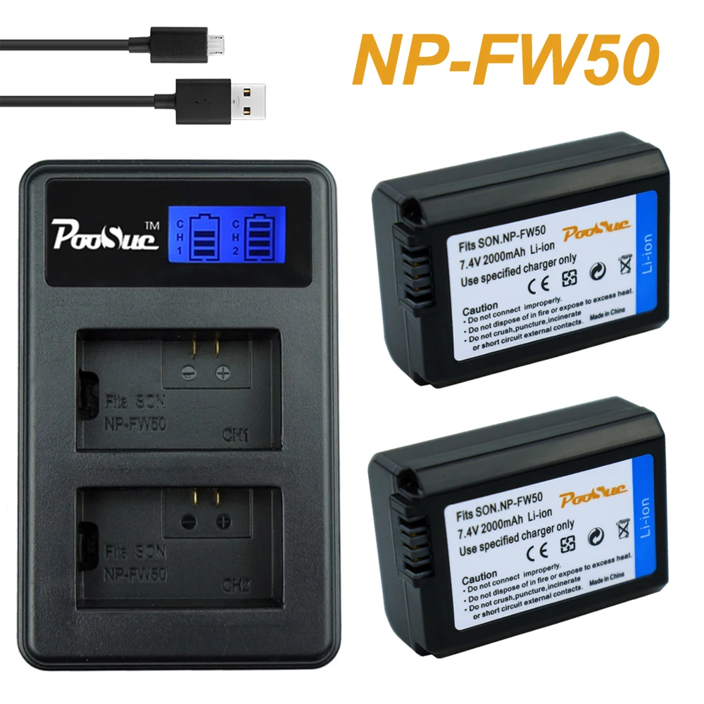 2x NP-FW50 NP FW50 Батарея+ ЖК-дисплей Зарядное устройство для sony NEX-7 NEX-5N NEX-F3 NEX-3D NEX-3DW NEX-3K NEX-5C NEX-5DB Альфа 7R II Камера