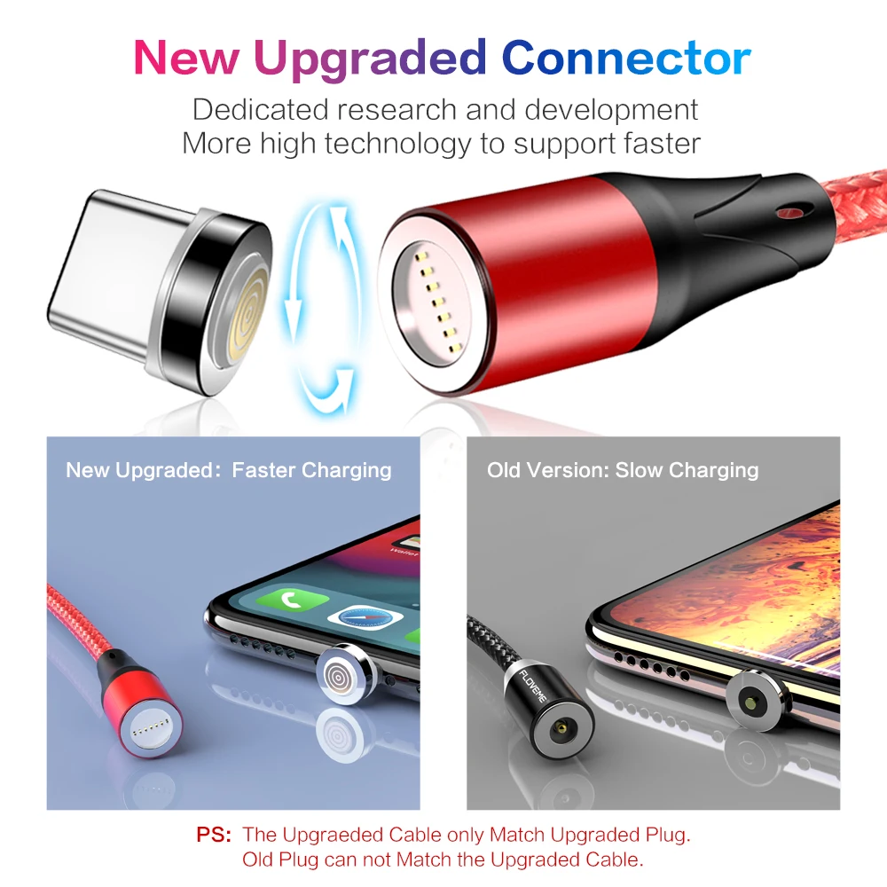  FLOVEME 3 IN 1 Magnetische Kabel Micro USB Typ C Für iPhone Samsung 1 M 3A Schnelle Lade Draht Magn
