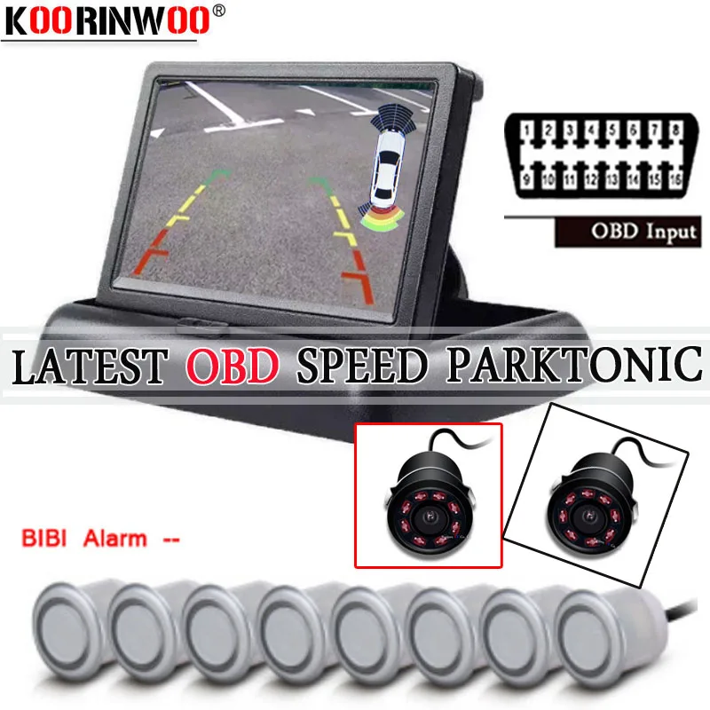 

Koorinwoo Intelligent Parktronic 4 Front Video Car Parking Sensor 8 Radars Reverse Alert Monitor Rear view camera Front Buzzer