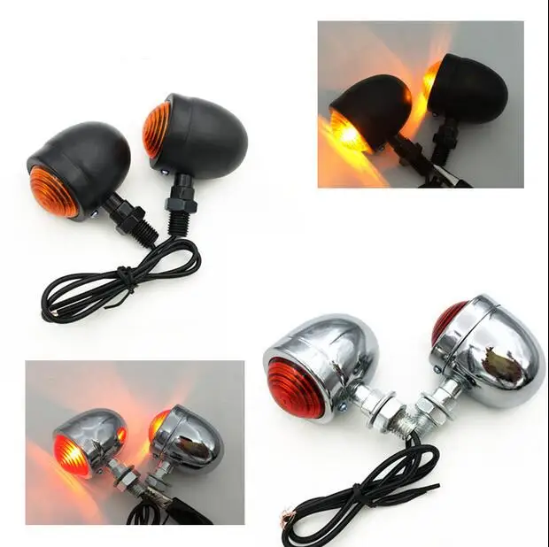 

Chrome/black Universal Bullet Motorcycle Turn Signal Indicator Amber Blinker Lights Lamp motorcycle