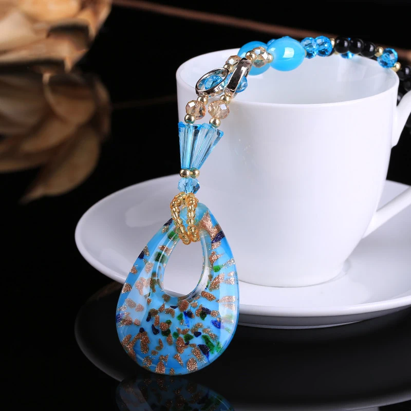 

Vintage crystal necklace women Long bohemian statement necklace pendant Stone Beaded Necklaces Set colier femme 2019 Dropship