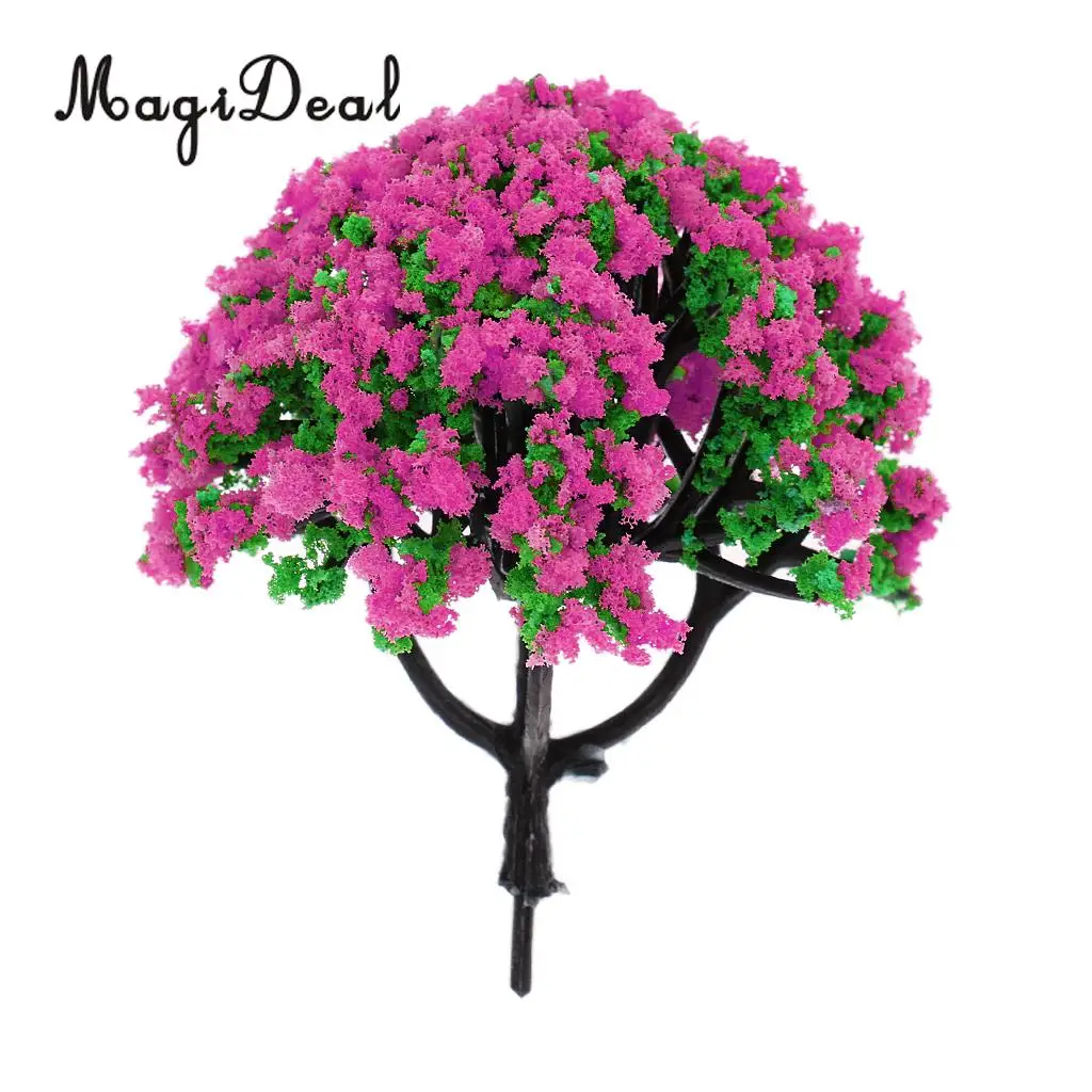 MagiDeal 10Pcs 1/200 Scale Model Flower Trees Green Train Railroad Scenery Landscape for Diorama Model Layout Toys 5Colors