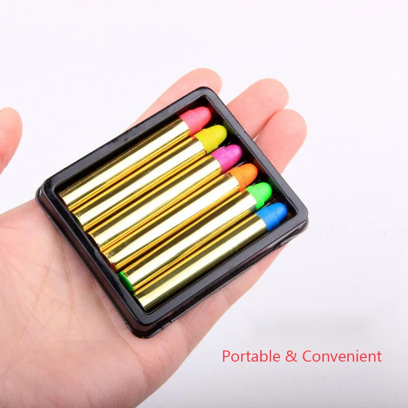 مصغرة هيئة الطلاء الطباشير اللؤلؤ النيون الفلورسنت حزب مهرجان ماكياج يواجه الطلاء الصباغ uv الوهج الطلاء 6 لون الجسم الفن مصغرة هيئة الطلاء الطباشير اللؤلؤ النيون الفلورسنت حزب مهرجان ماكياج يواجه الطلاء الصباغ uv الوهج الطلاء 6 لون الجسم الفن