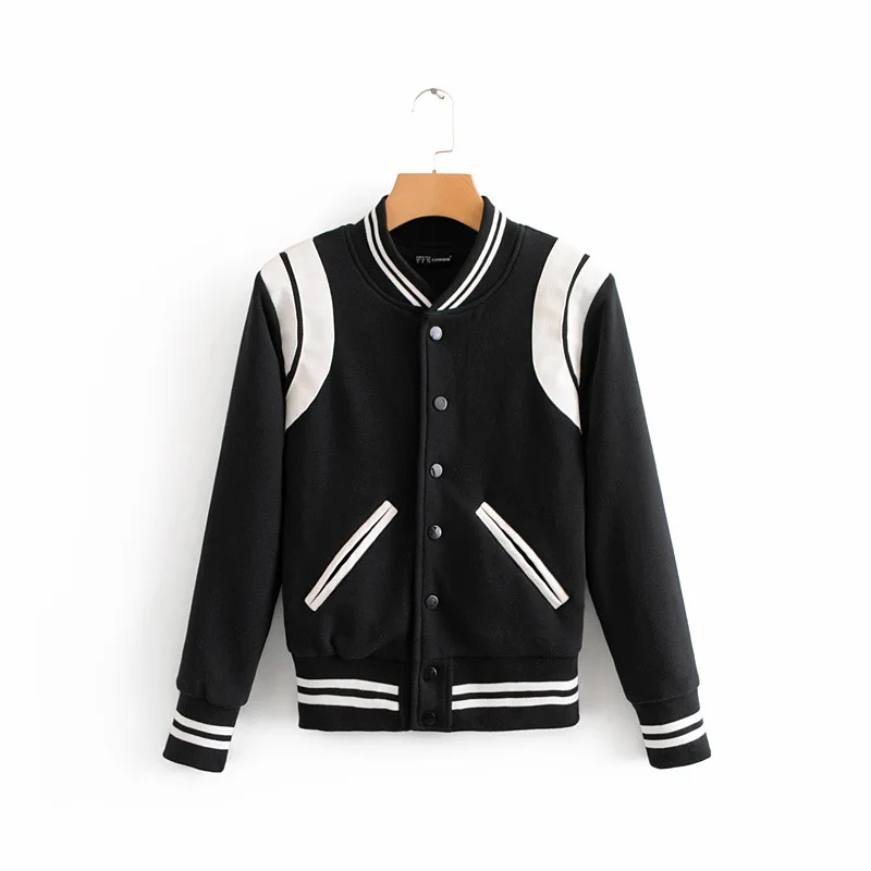 Las Negras De Rayas Blancas De La Moda Retro Bomber Chaquetas Cubren La Capa Del Otoño Abrigos Abrigos Ropa De Mujer C139 De 46,13 | DHgate