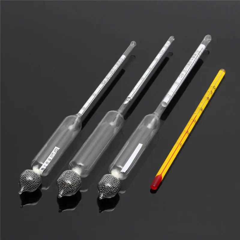 Alcohol Hydrometer Thermometer Vinometer 0 To 100 Professional Alcohol