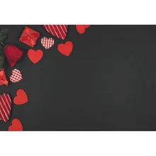 Laeacco Red Flowers Love Heart Gift Black Wall Celebration Scene Photography Backgrounds Photographic Backdrops For Photo Studio