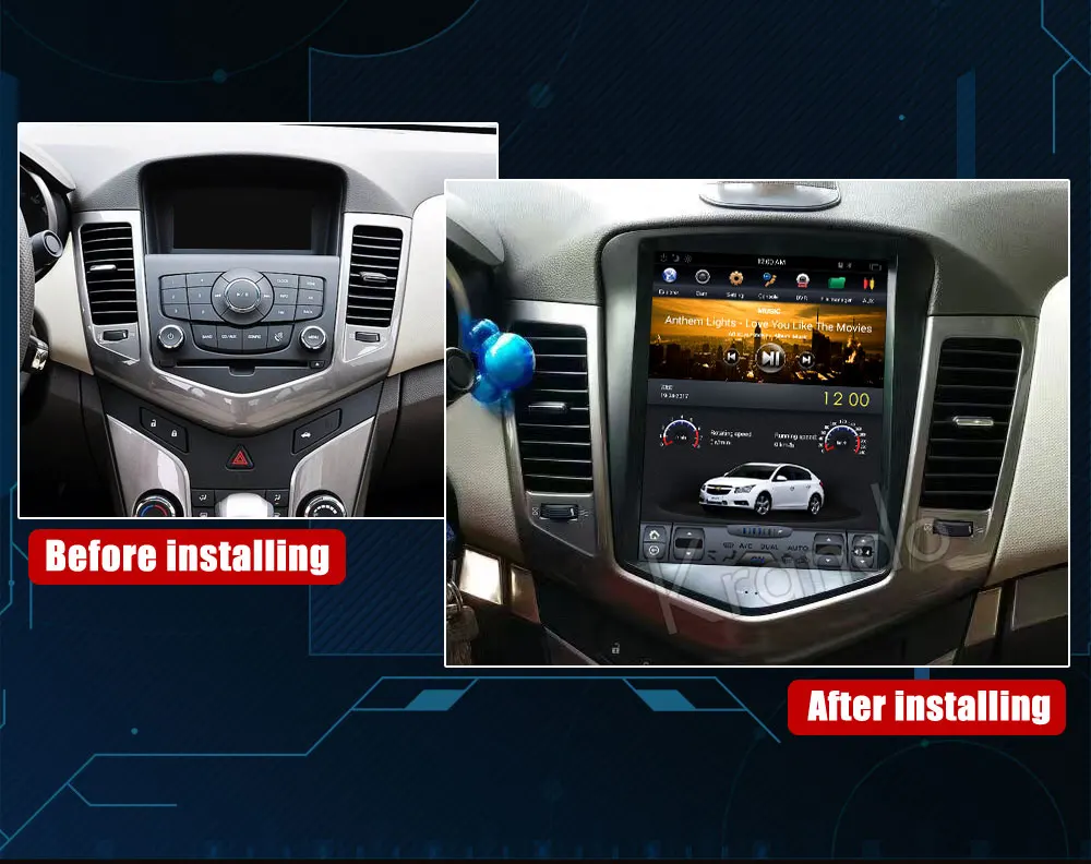 Best Krando Android 8.1 9.7" Tesla Vertical screen car audio radio system GPS for Chevrolet Cruze 2009-2014 navigation player BT 1