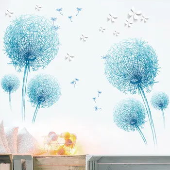 

127*180cm Blue Dandelion Living Room Bedroom Home Decor PVC Wall Sticker Modern Wall Decals Poster Mural
