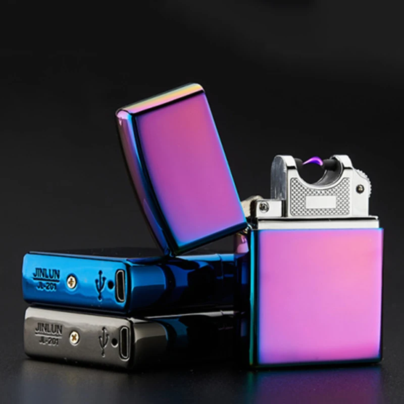 Fashion Colorful Electronic Lighter Windproof Ultra thin Metal Pulse