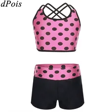 Коллекция года, комплект из двух предметов, бикини для девочек, топы, шорты купальный костюм, одежда для купания для девочек-подростков, бикини, танкини, спортивный топ на бретелях для бега, штаны