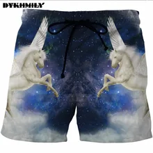 Dykhmily Новые поступления Для Мужчин's Повседневное Пляжные шорты 3D цифровой печати лошадь Животные Для Мужчин's Повседневное Пляжные шорты быстросохнущая 3D принт
