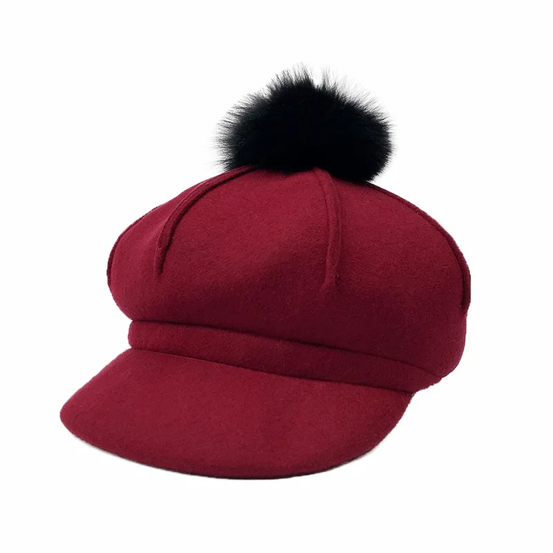 Волосы мяч регулируемые бейсбольные шерстяные шапки Мода Стиль Осень зимняя женская шапка женские повседневные кепки - Цвет: as picture color