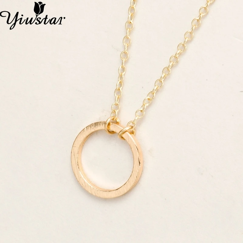 Dlouhý náhrdelník ženy tónovaný kovový obruč kruh přívěsek náhrdelník jednoduchý geometrický kulatý náhrdelník pro ženy XL083